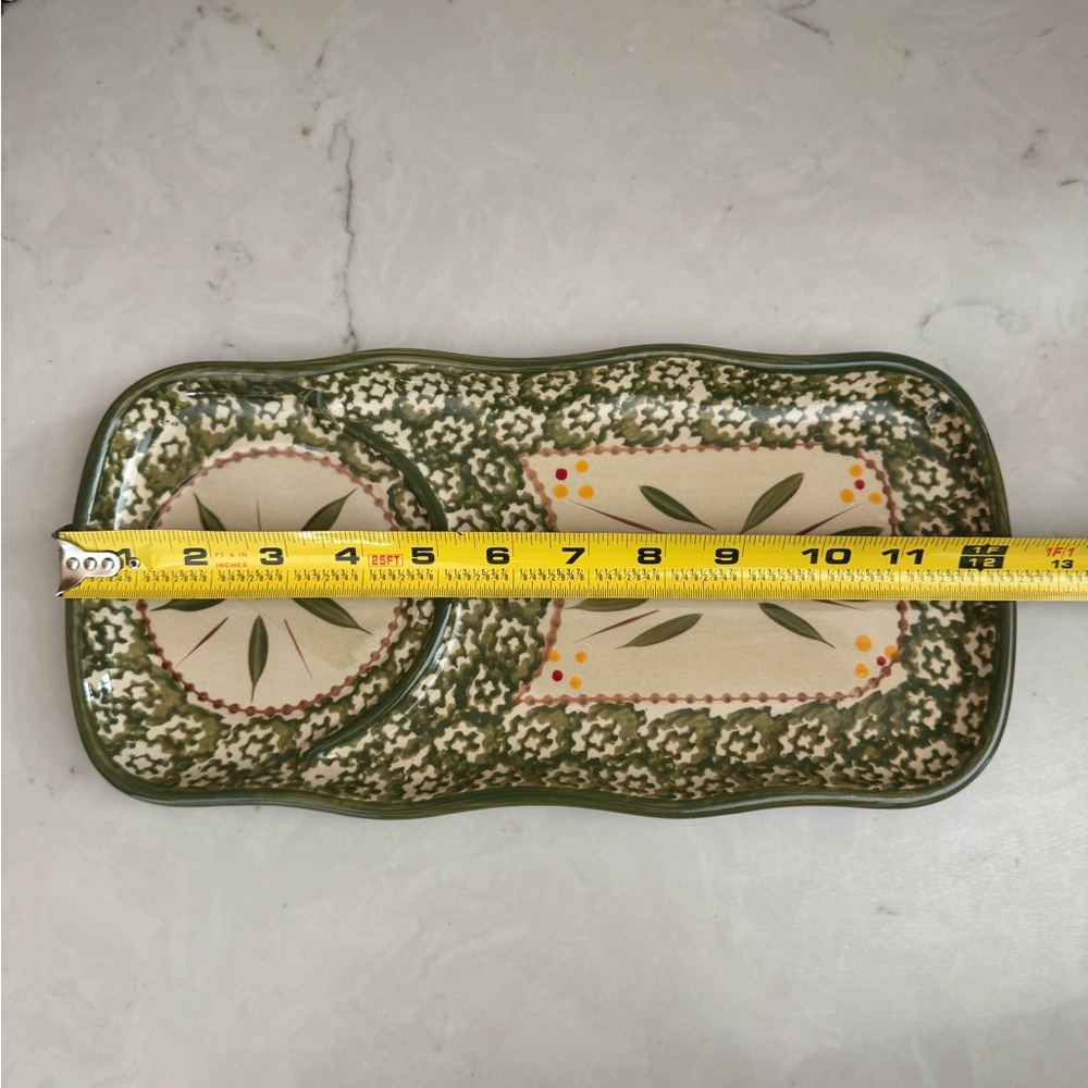 Temptations Presentable Ovenware by Tara~Old World~Serving Platter Ceramic Green - Picture 7 of 9
